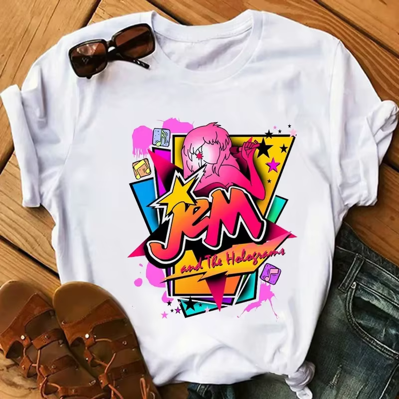 T-shirt manches courtes femme, estival et mignon, à la mode, harajuku, avec des motifs de dessins an