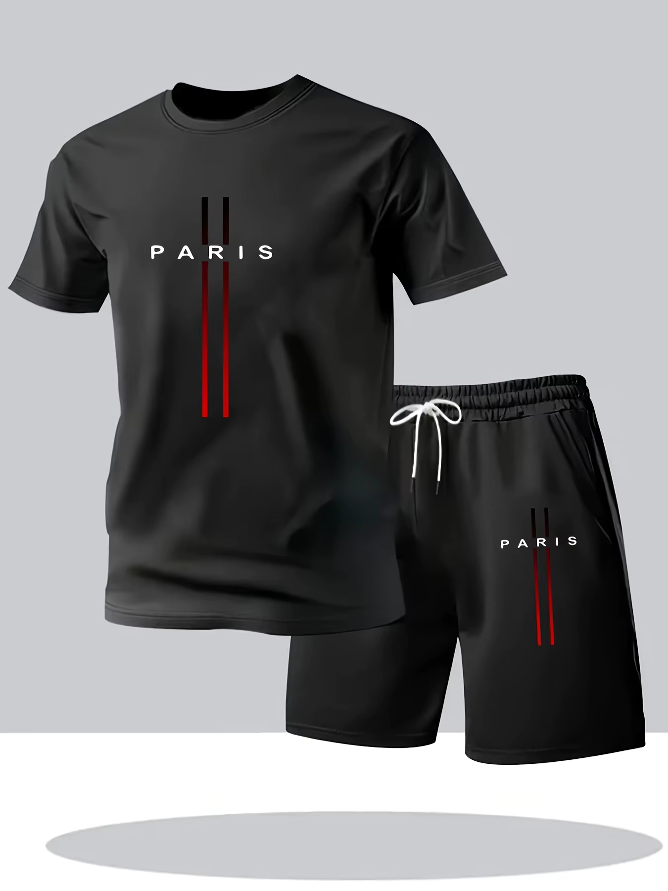 Ensemble T-shirt et short d'été pour homme, coupe décontractée, sportif, col rond, manches courtes, 