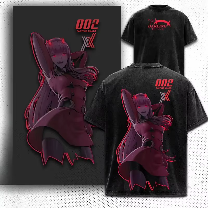 T-shirt graphique Anime DARLING in the FRANXX Zero Two pour hommes et femmes, vêtements décontractés
