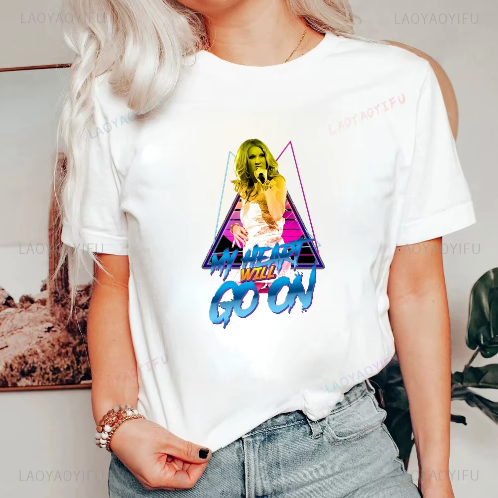 T-shirt imprimé rétro Céline Dion - Chemise à manches courtes tendance unisexe adaptée aux hommes et