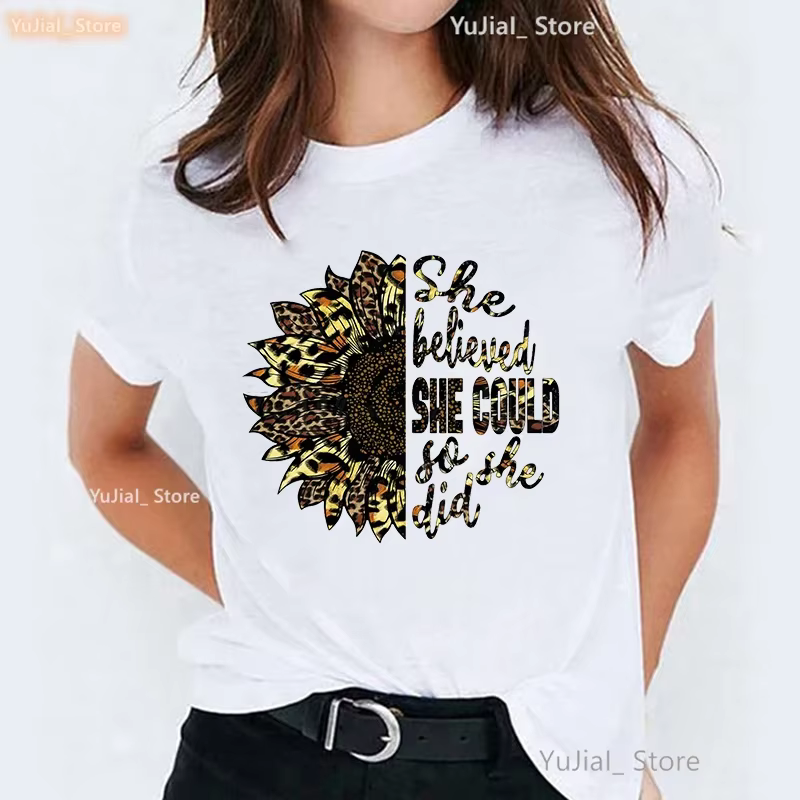 T-shirt imprimé léopard Good Vibes Only Letter pour femme, blanc, rose, décontracté, Harajuku, été