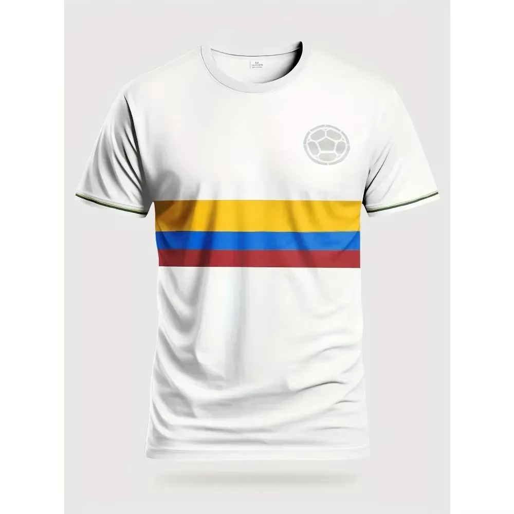 Maillot de football 3D pour hommes de la Colombie, confortable et respirant, t-shirts de sport, entr