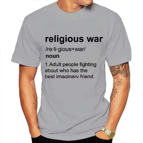 Guerre religieuse hommes t-shirt drôle lettre impression à manches courtes t-shirts mode graphique Y