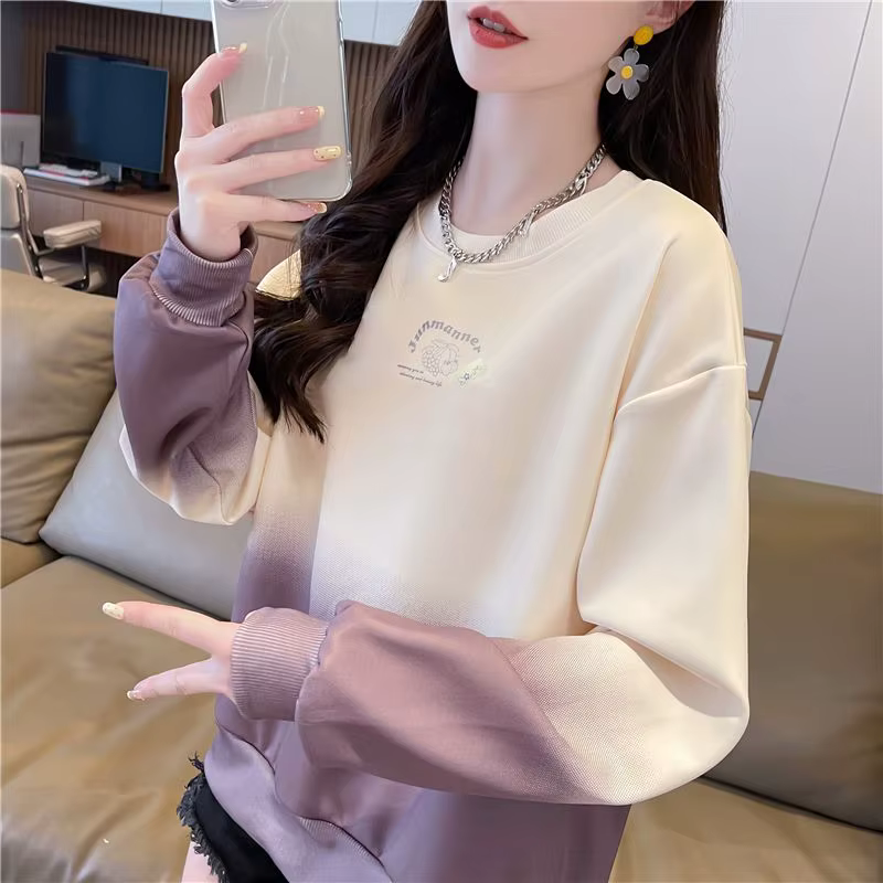Sweat-shirt dégradé pour femmes, Streetwear coréen Y2k, nouveauté Vintage, Style japonais, col rond,