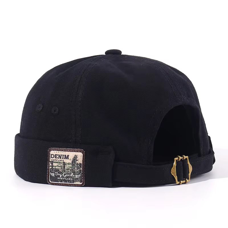 Bocca Vintage Docker casquette sans bords chapeau Skullcap rétro coton réglable couleur unie été aut
