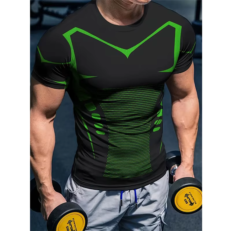 T-shirt de Compression nouveaux hommes vêtements de Sport d'été T-shirt de course élastique séchage 