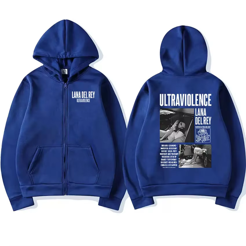 Chanteur Lana Del Rey 2023 nouveau sweat à capuche avec fermeture éclair unisexe Hip Hop rétro pull 