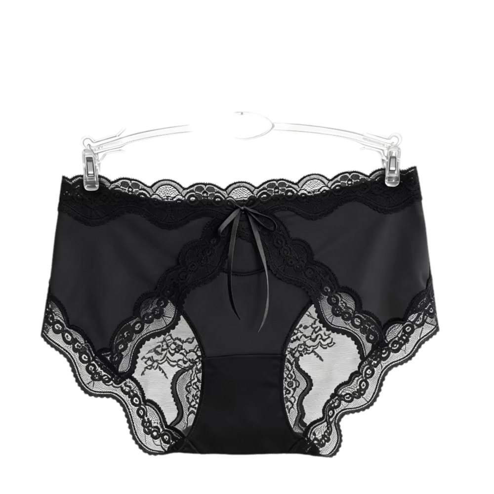 Culottes taille moyenne en dentelle et satin, avec nœud en maille, patchwork invisible, pour femmes