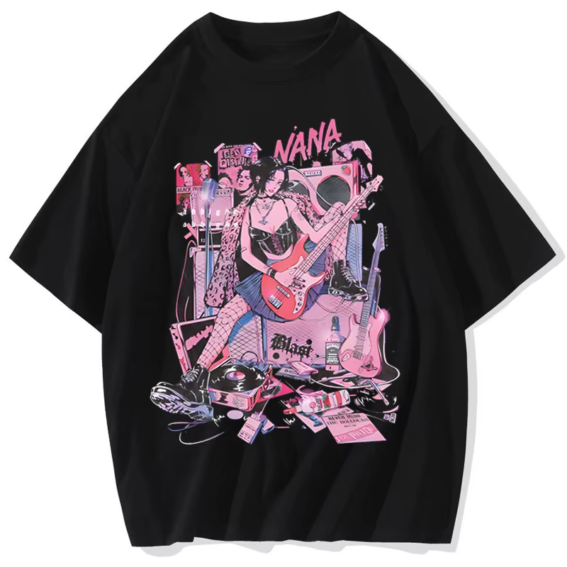 T-shirt vintage imprimé Nana Osaki, style anime japonais, streetwear Harajuku, t-shirt graphique, t-
