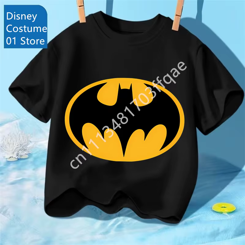 T-Shirt Batman en coton à manches courtes pour enfants, t-shirts imprimés de dessins animés de super