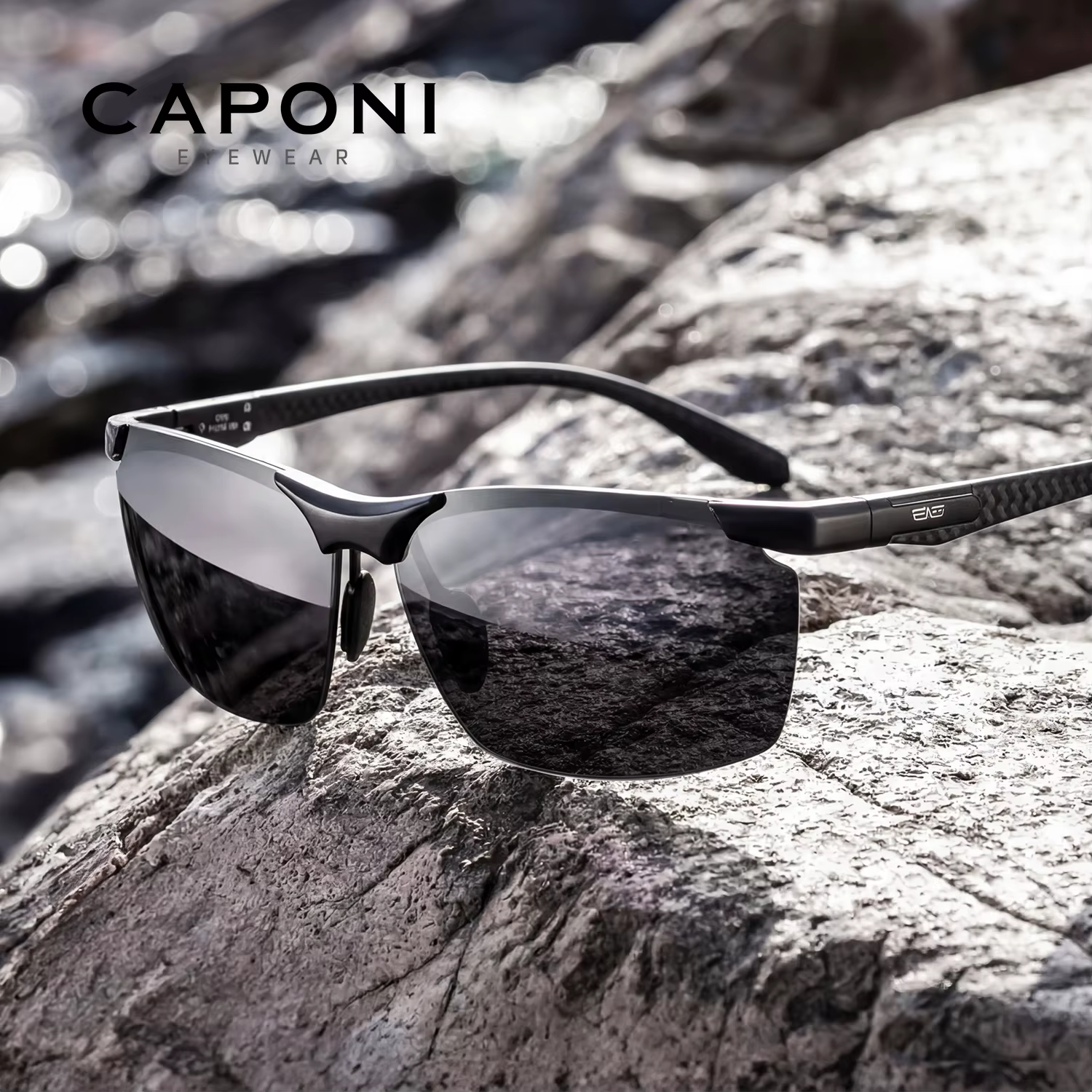 CAPONI  – lunettes de soleil polarisées pour hommes, sport, conduite, photochromique, UV400, Alumini