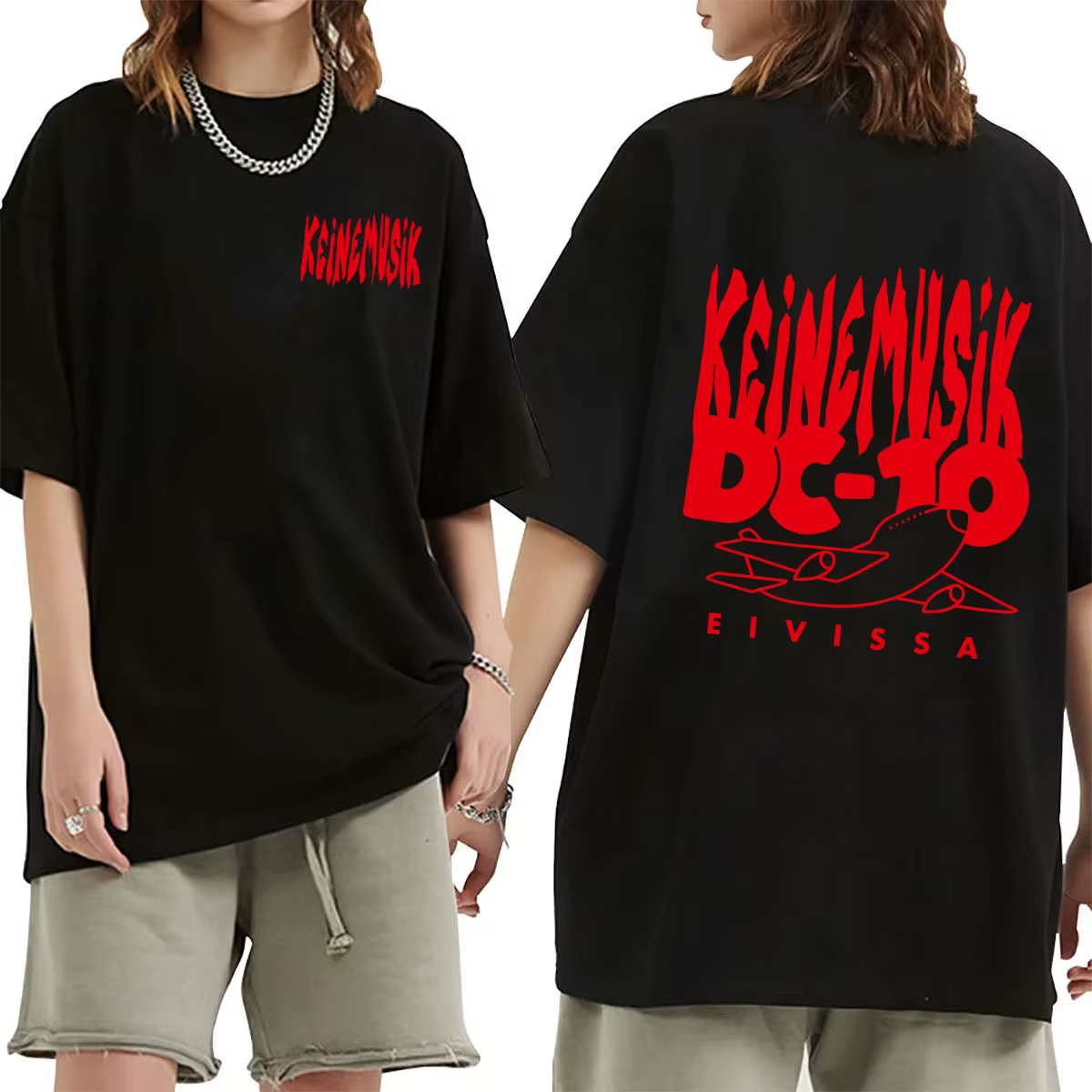 T-shirt Unisexe Été Keinemusik X Pacha Mode Hip Hop Oversize Streetwear Vintage Décontracté Coton Do