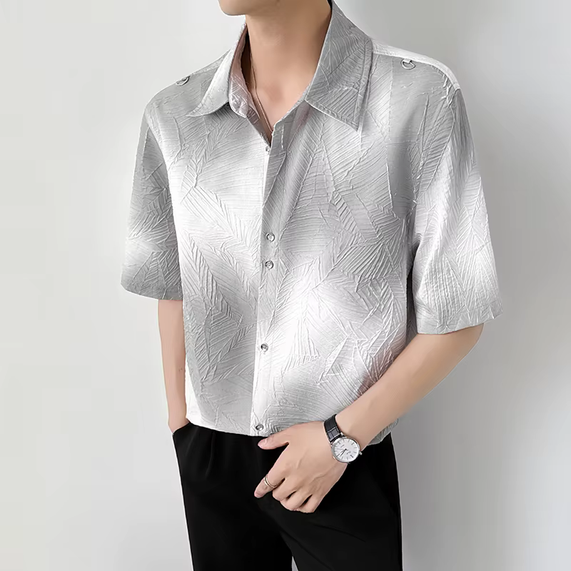 Chemise à manches courtes pour hommes, coupe cintrée, dégradé de couleur, tendance, mode d'été, Styl