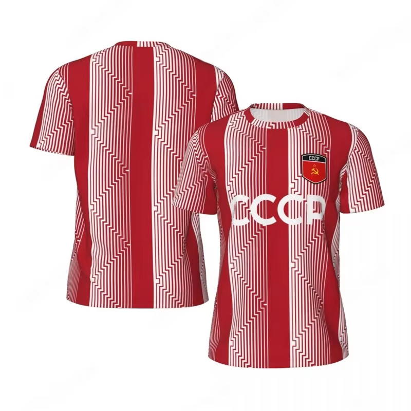 T-shirt à motif CCCP pour homme, été, coupe oversize, manches courtes, style football, maillot de sp