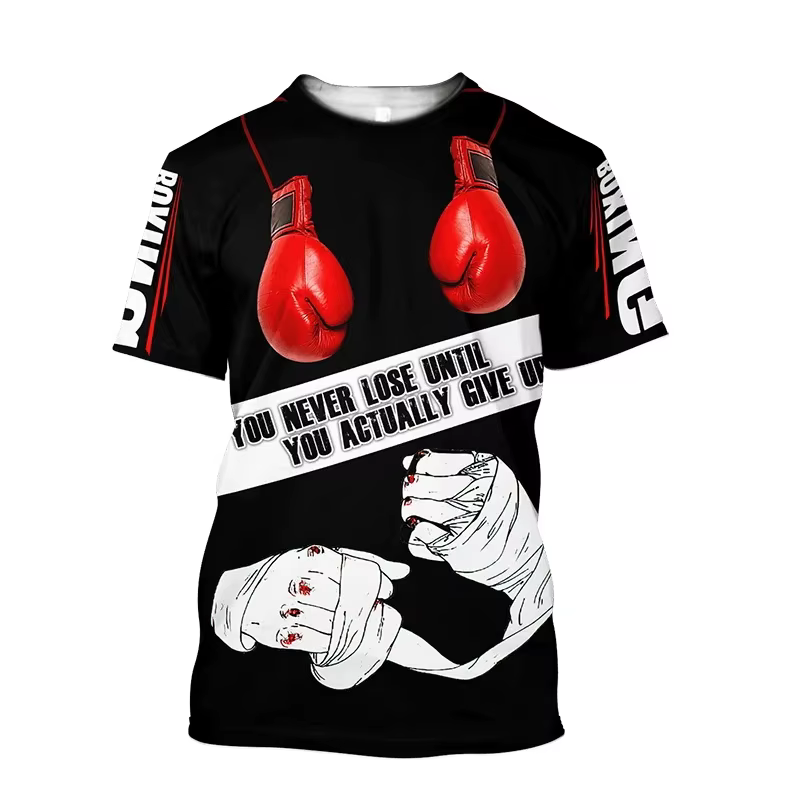 T-shirt graphique d'entraînement de boxe pour hommes, t-shirt de boxeur Tough Guy, vêtements unisexe