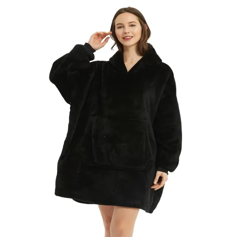 Couverture d'hiver à capuche surdimensionnée, chaude, portable, 850 grammes, pull en peluche microfi