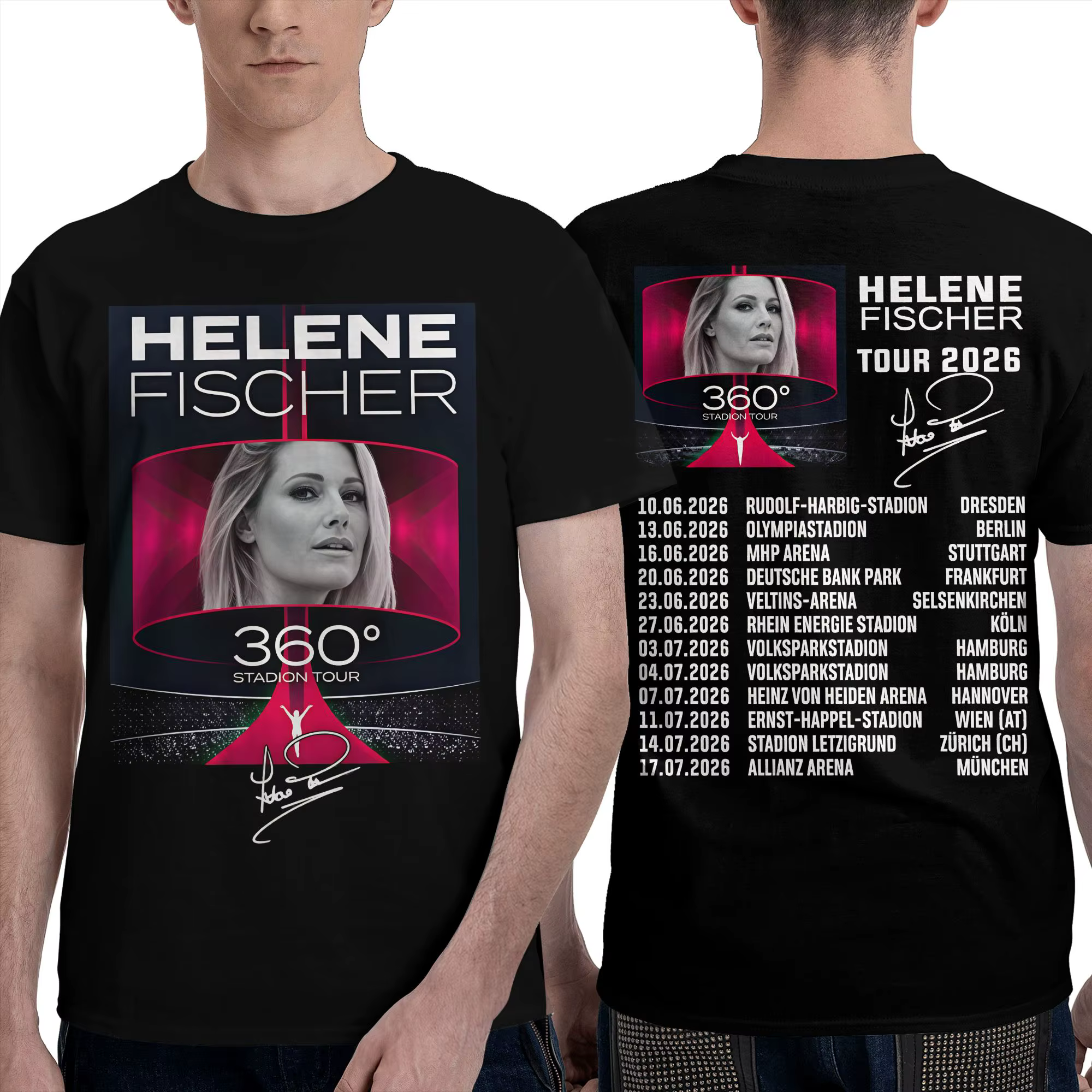 Helene Fischer T-shirts pour hommes 360 °   Stadium Tour 2026 Tee-shirt vintage à manches courtes et
