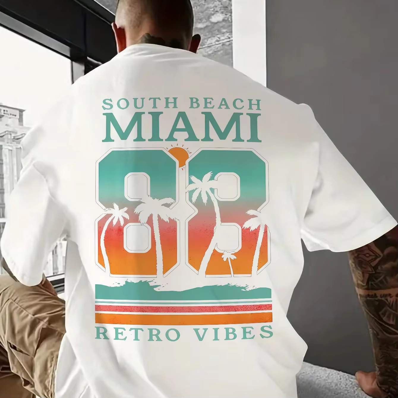 Hommes Miami 83 chemise rétro à manches courtes col rond manches sport femmes T-shirt unisexe décont