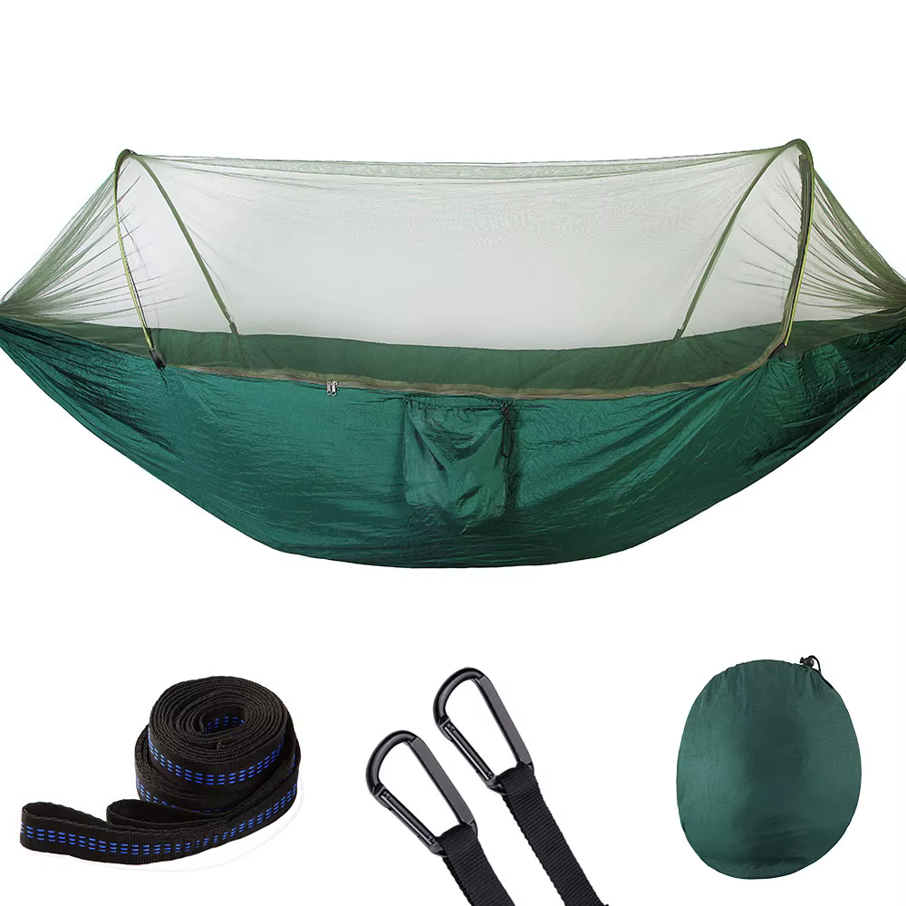 Hamac moustiquaire de camping en tissu parachute, ouverture rapide automatique, léger, pour dormir e