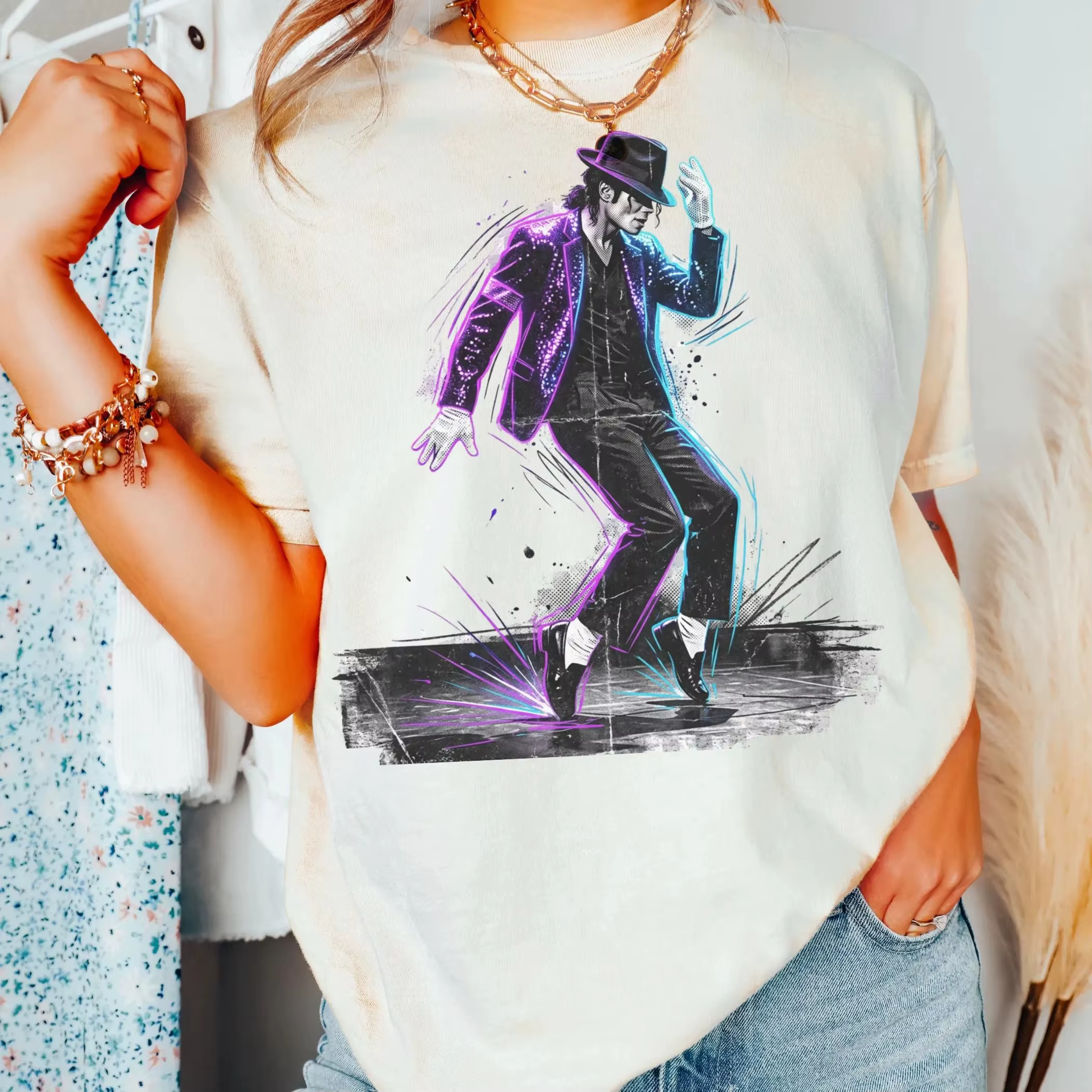 T-shirt Michael Jackson au design moderne pour hommes et femmes, vêtements d'été en coton Y2K, à la 