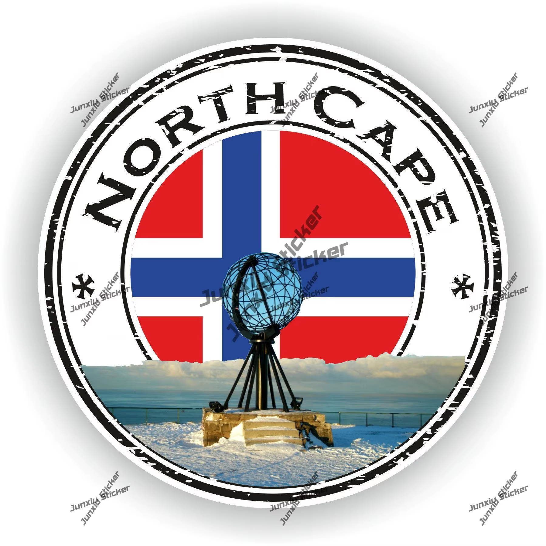 Autocollant d'armoiries du Cap du Nord de Norvège, autocollant de contour de sensation de roseau, au