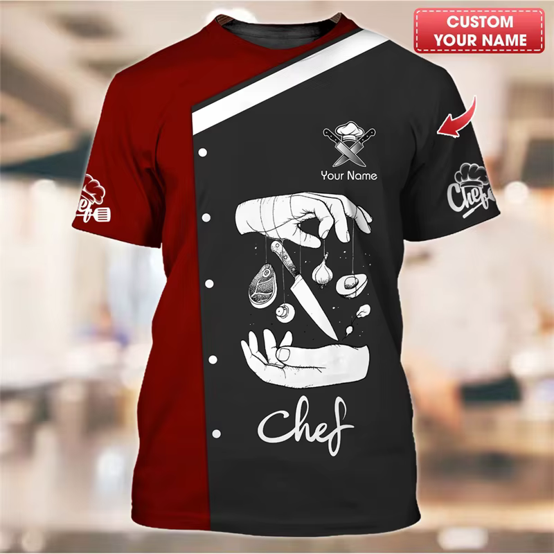 Chef travail T-shirt pour hommes drôle personnalité modèle col rond t-shirts impression 3D mode à la