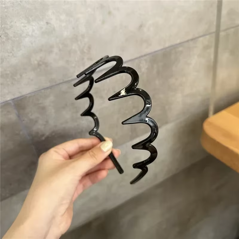 Mode vague bandeaux pour femmes couleur unie denté antidérapant bandes de cheveux fille lavage du vi