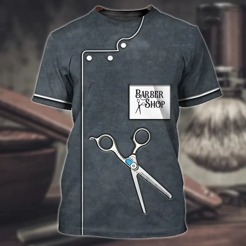 Uniforme de barbier graphique imprimé en 3D t-shirt pour hommes hauts faux costume t-shirts Harajuku