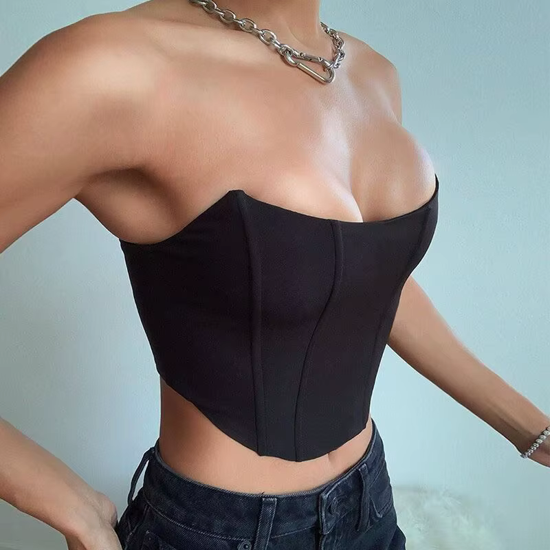 Corset Sexy en velours sans manches, épaules dénudées, mode, haut court, gilet, sous-vêtements fémin