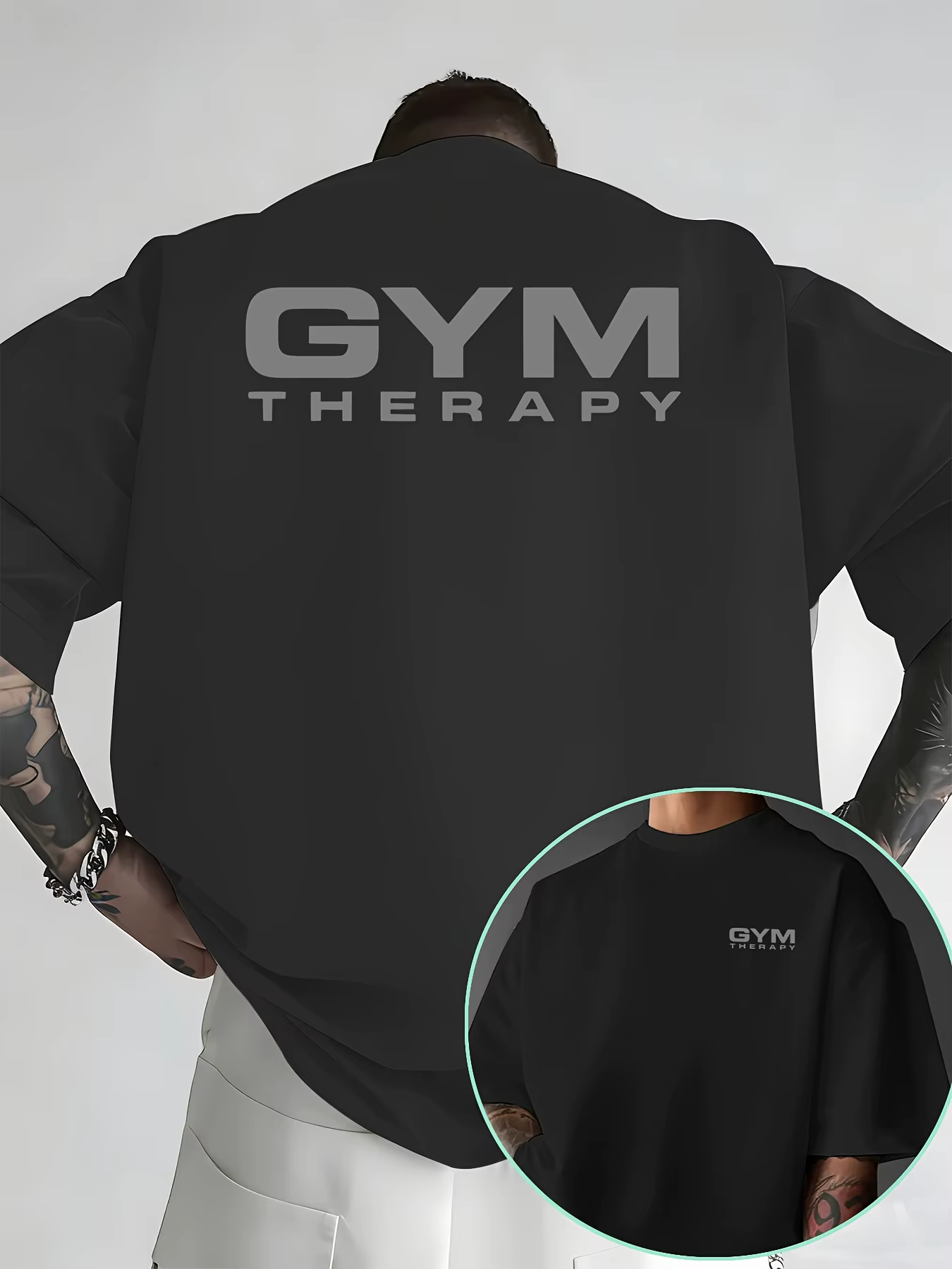 T-shirt décontracté pour homme à coupe ample avec imprimé GYM - Haut tendance printemps/été, col ron