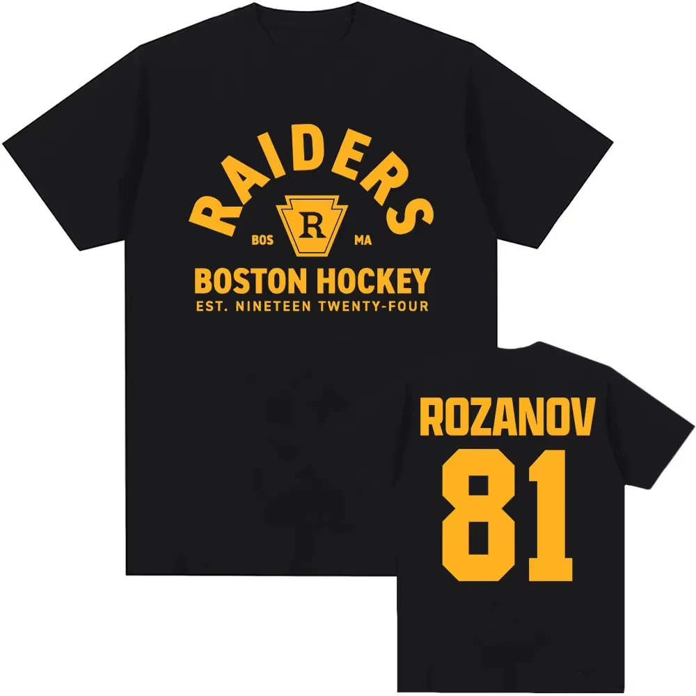 Nouveau T-shirt homme 2026 Rozanov 81 Boston Raiders 100% coton, motif graphique rivalisé, coupe ove