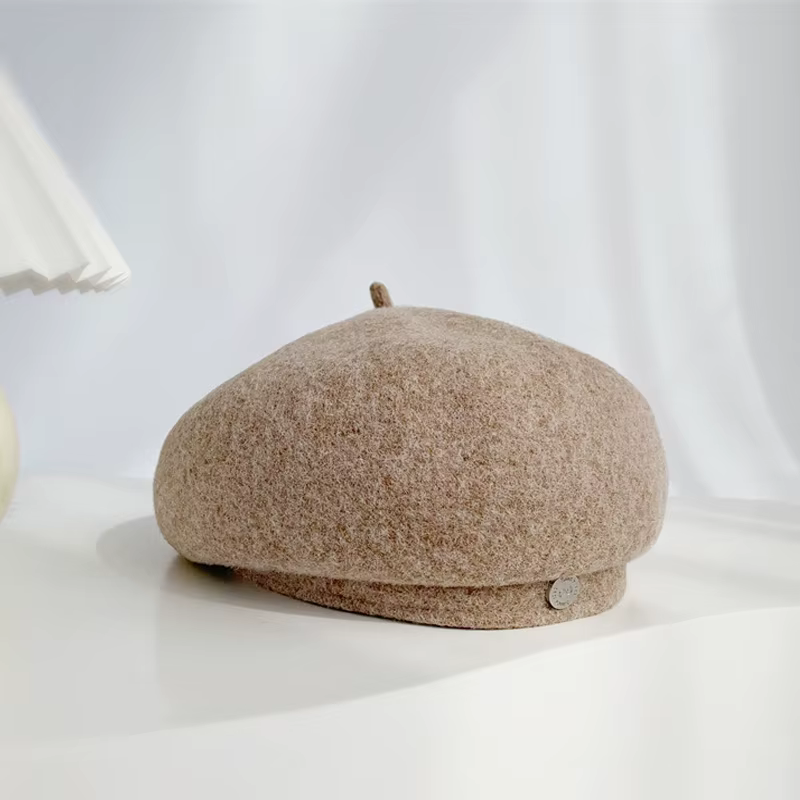 Femmes Art français rétro laine feutre automne couleurs unies chaud hiver bonnet chapeau béret casqu