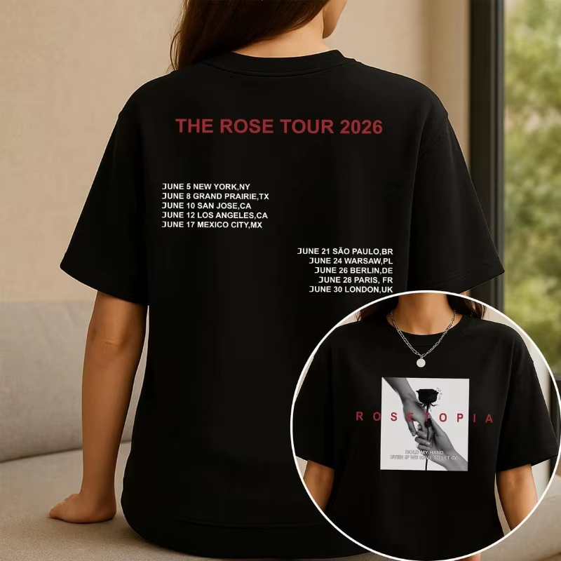 T-shirt Rose Rosetopia World Tour K-Pop Concert, Streetwear pour couple, chemise en pur coton, vêtem