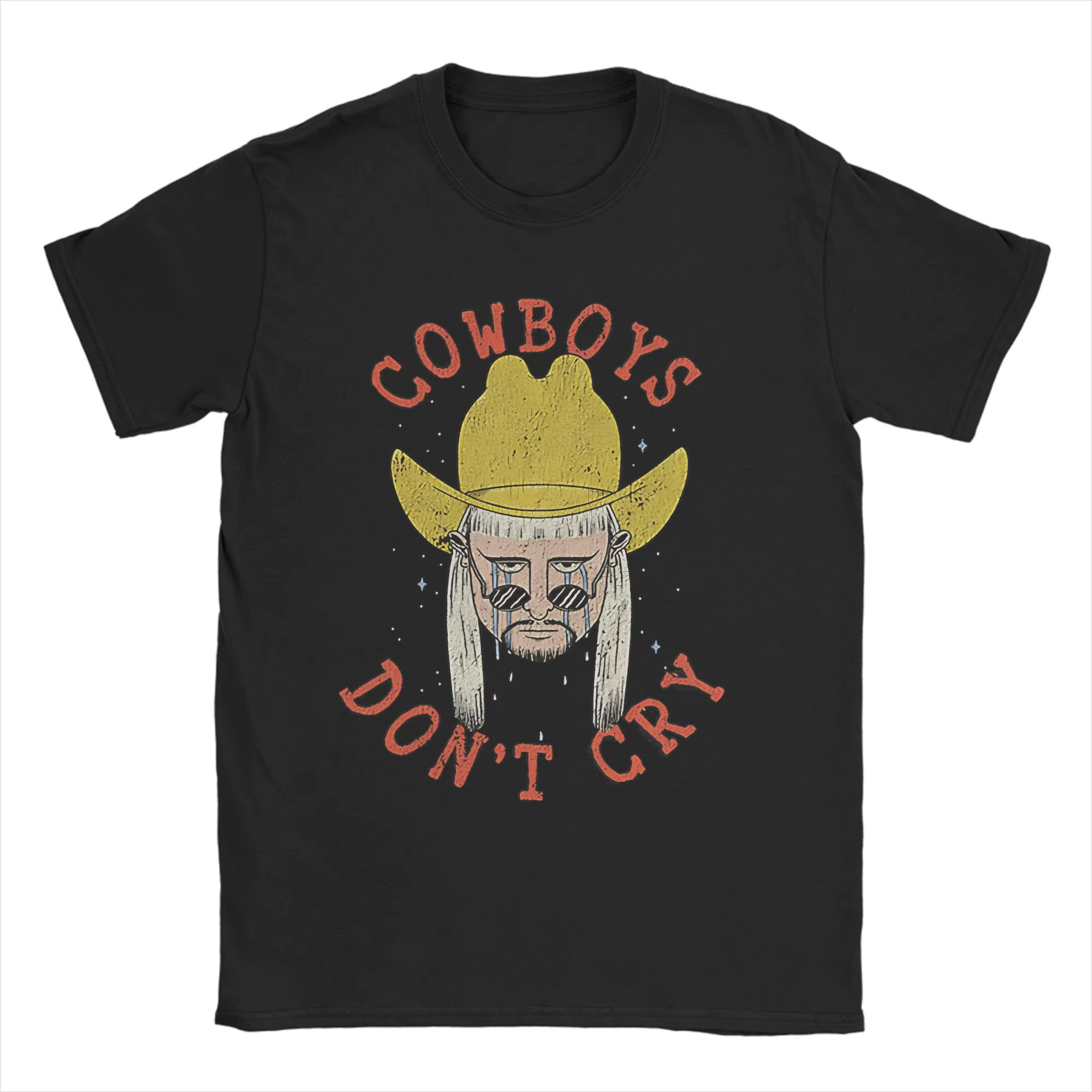 Oliver Tree Cowboys Don't Cry T-shirt pour homme, T-shirt incroyable à manches courtes et col rond, 