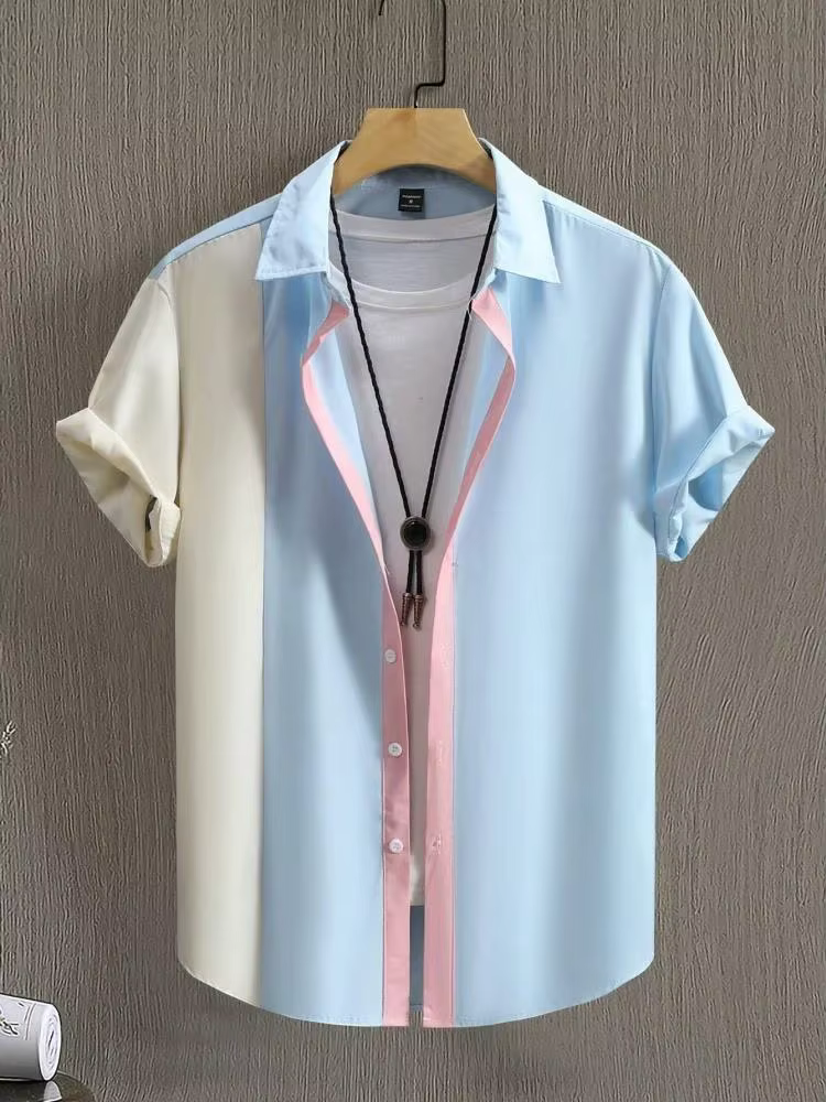 Chemise pour homme, vêtements d'été, design dégradé, imprimé graphique 3D, chemises à manches courte
