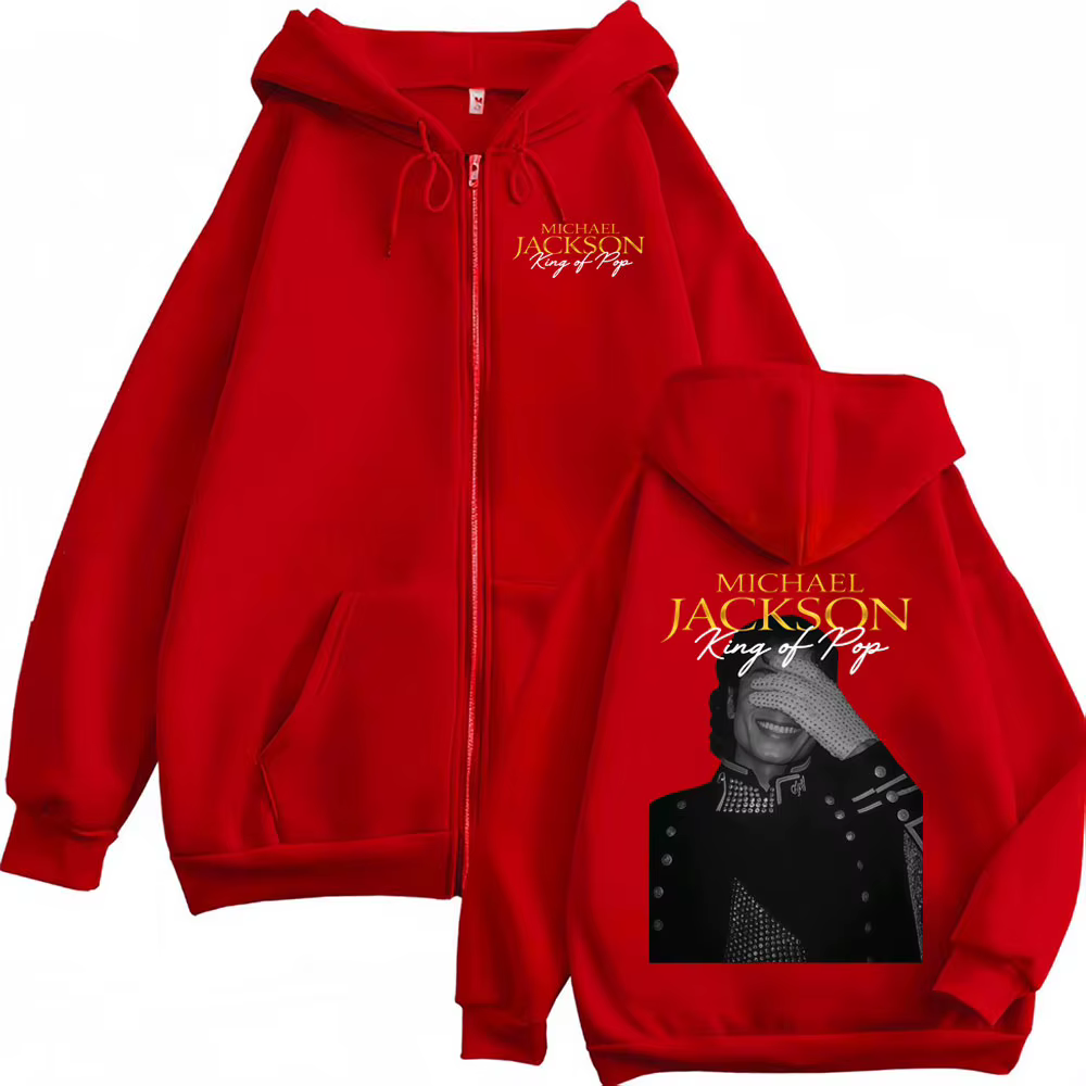 Sweat-shirt à capuche zippé Michael Jackson King of Pop Hip Hop pour hommes et femmes, style Harajuk
