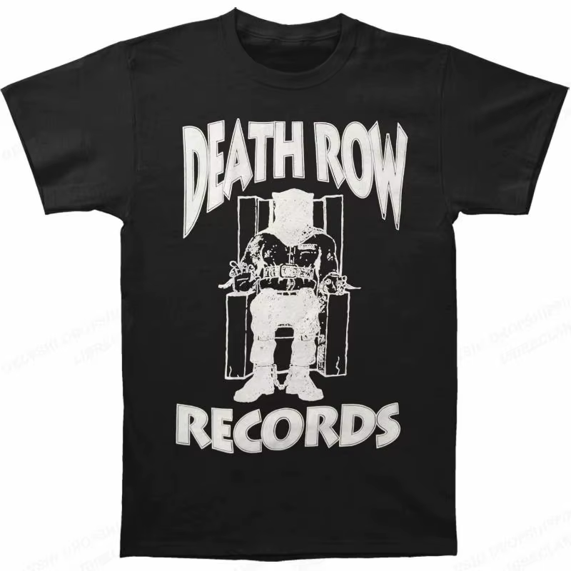 Death Row Records T-shirt graphique pour hommes en coton Hip Hop Streetwear à manches courtes T-shir