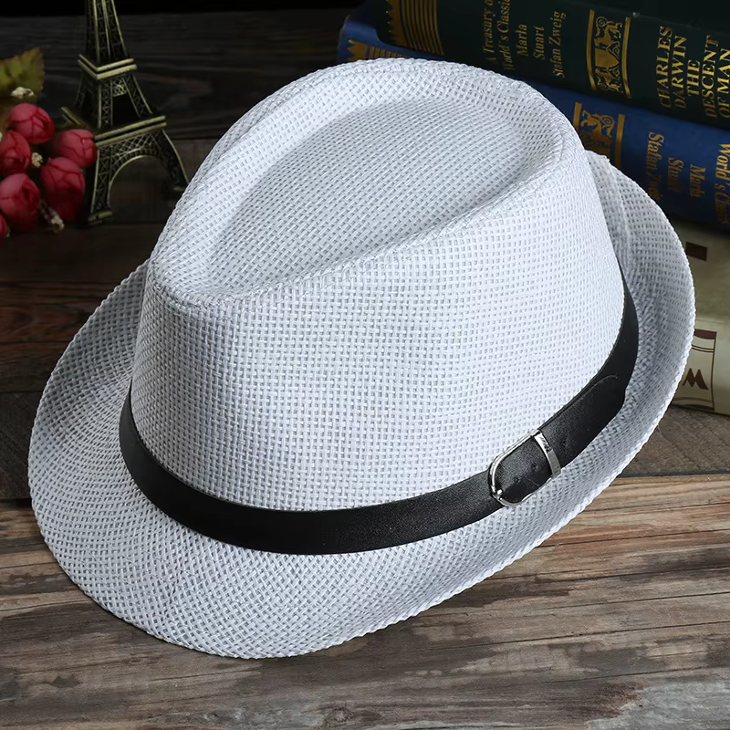 Mode hommes chapeau de paille pour femmes été à la mode plage soleil chapeaux couleur unie Fedoras r