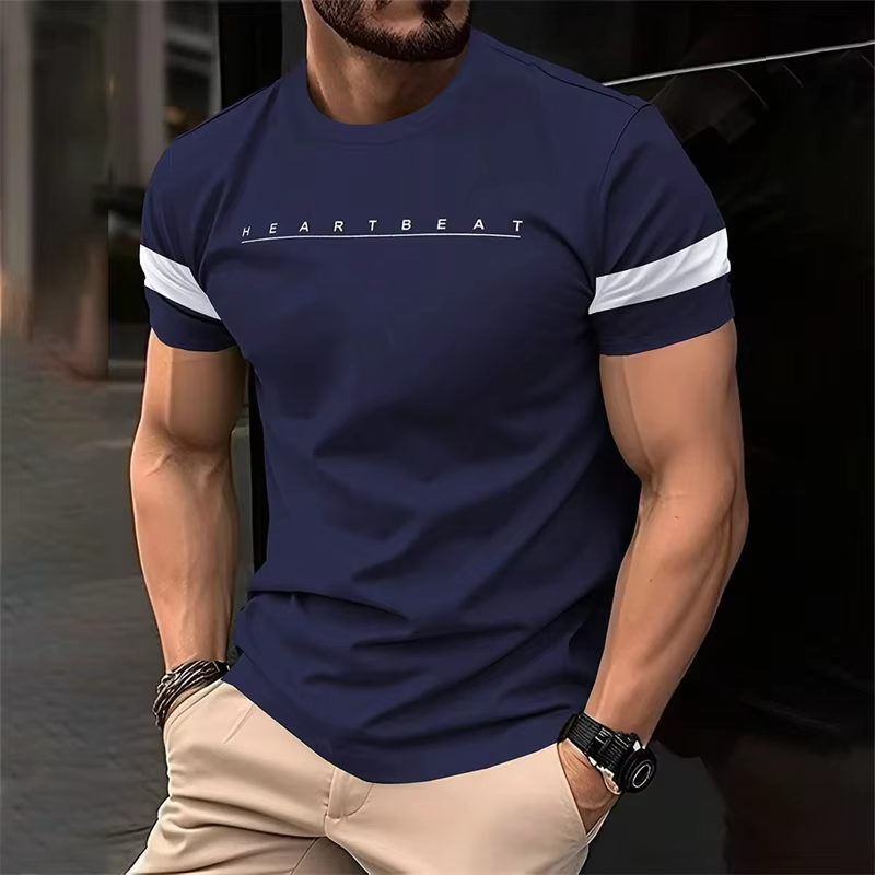 T-shirts graphiques rayés avec lettres simples et à la mode pour hommes, streetwear d'été, T-shirts 