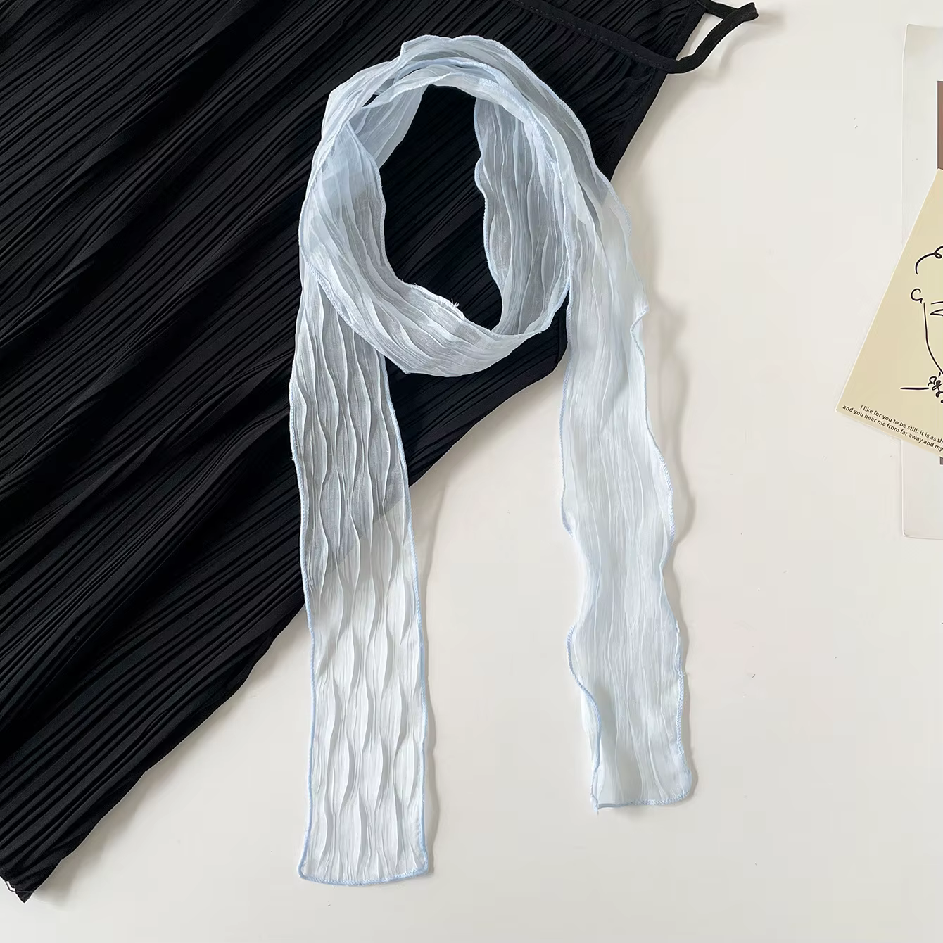 Écharpe fine en mousseline froissée légère et transparente, foulard multi-usage, bandeau pour cheveu