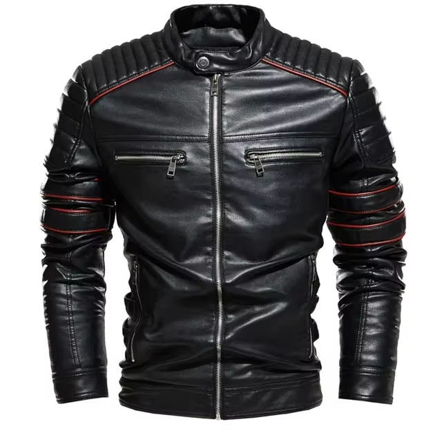 Veste en cuir doublée de fourrure pour hommes, manteau de motard, coupe couvertes, mode streetwear, 
