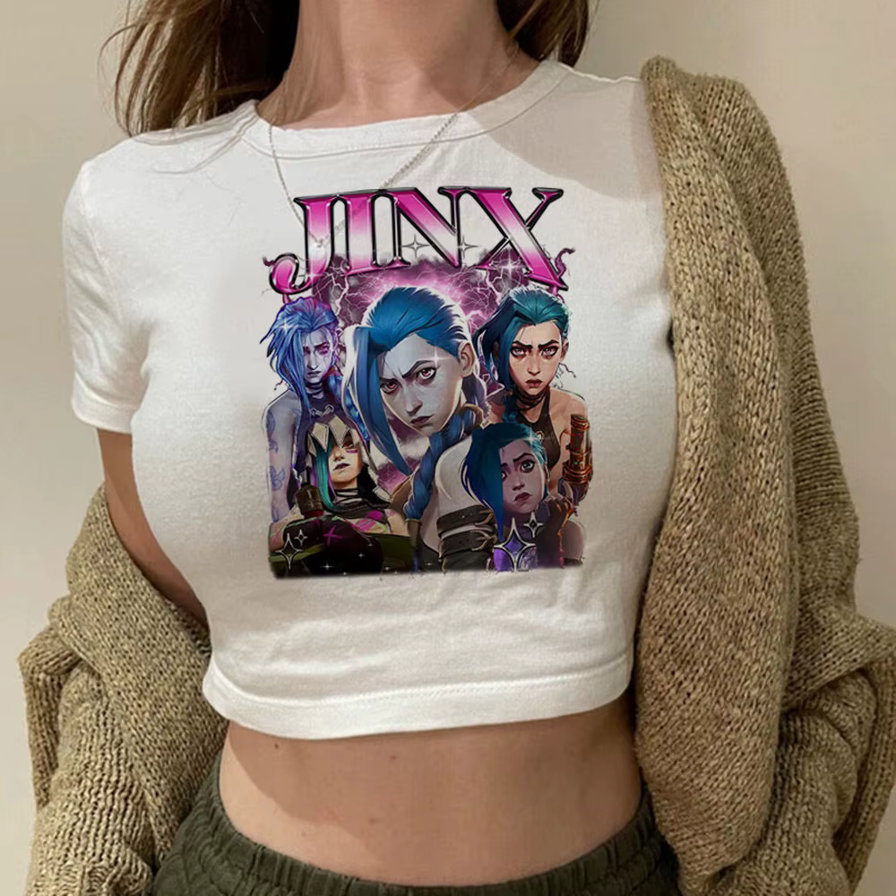 Arcane crop top esthétique harajuku été coupe ajustée mignon corset mignon Streetwear gothique femme