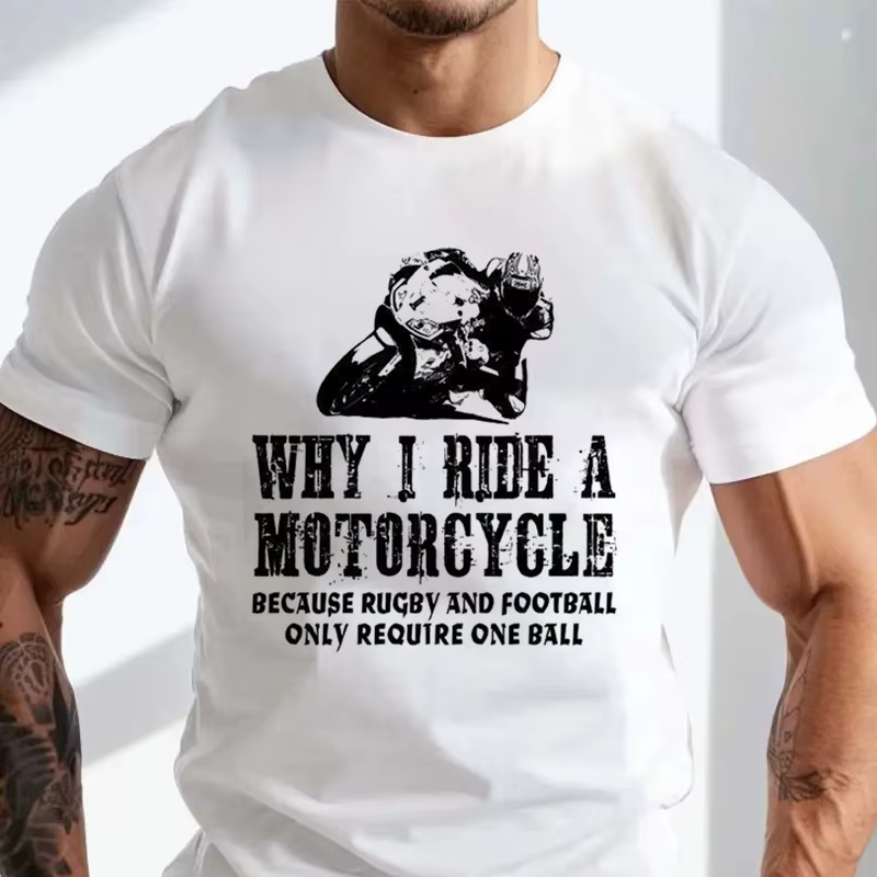 Moto T-Shirt motard pourquoi je roule pour hommes drôle moto Superbike vélo coton col rond manches c