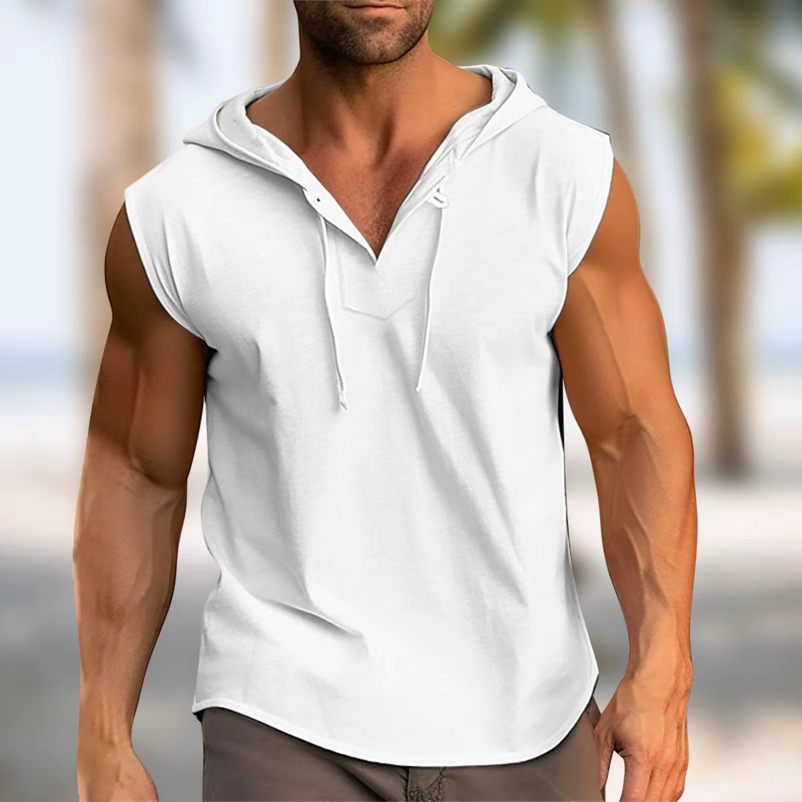Hommes sweat à capuche sans manches décontracté à capuche débardeurs hommes musculation gilet gymnas