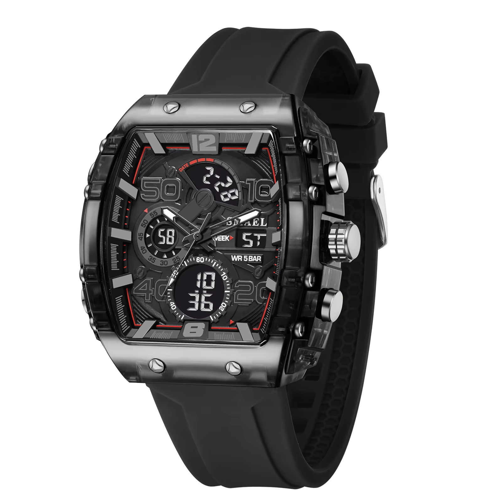 SMAEL marque 8109 nouvelle montre électronique mode carré double affichage étanche lumineux multicol