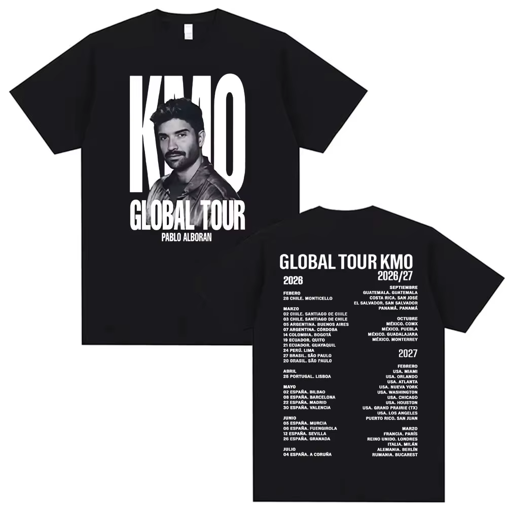 T-shirts de la tournée mondiale de Pablo Alborán Kmo 2026-2027, t-shirts pour hommes et femmes, styl