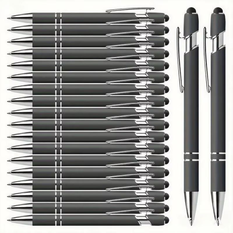 20 stylos personnalisés avec stylet - Ensemble de stylos à bille personnalisables - Parfaits pour le