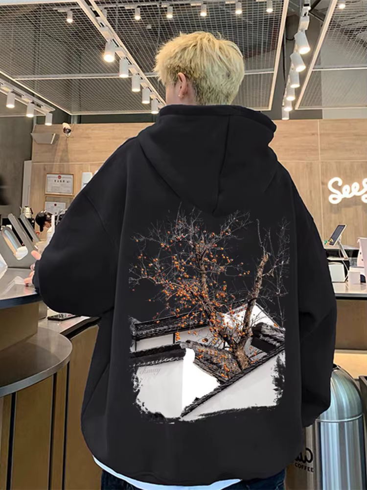 Sweat-shirt à capuche pour hommes, nouveau motif de peinture à l'huile imprimé, mode de rue, pull gr