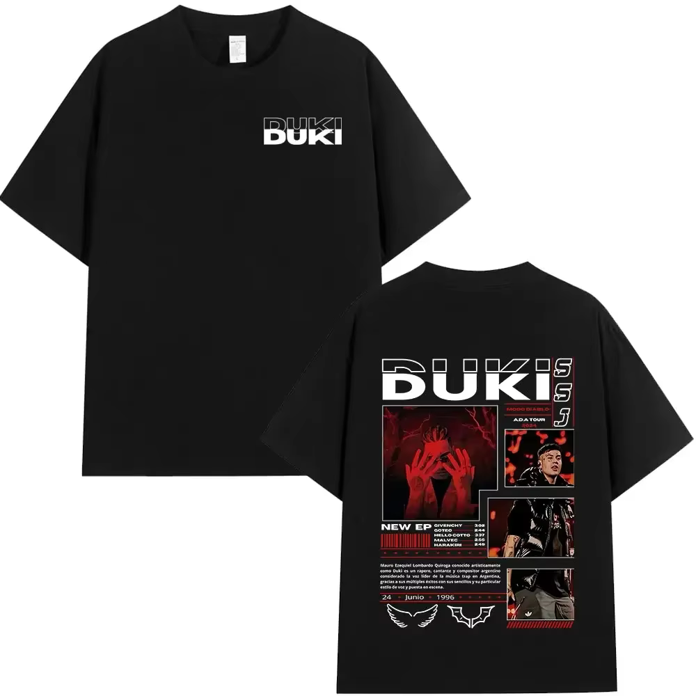 T-shirt de la tournée ADA du rappeur Duki, vêtements pour hommes et femmes, coton confortable, t-shi