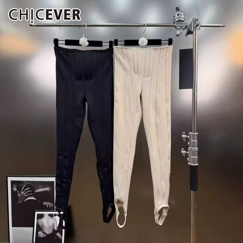 CHICEVER solide épissé plis Chic pantalon femme taille haute minceur Streetwear Design femmes pantal